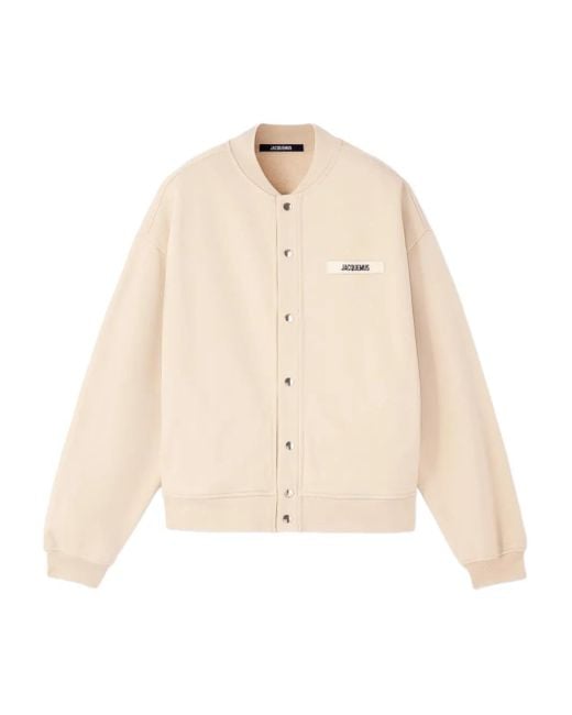 Jacquemus The Gros Grain Vest Met Knoopsluiting En Logoplakkaat in het Natural voor heren