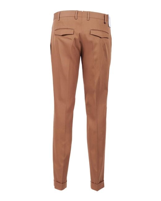 PT01 Brown Master, 1 Pleat, Diagonal Pockets, Flap Back Pockets, Turn Up