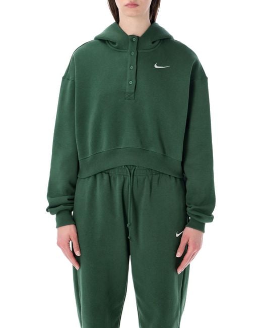 Nike Green Oversized Cropped Hoodie