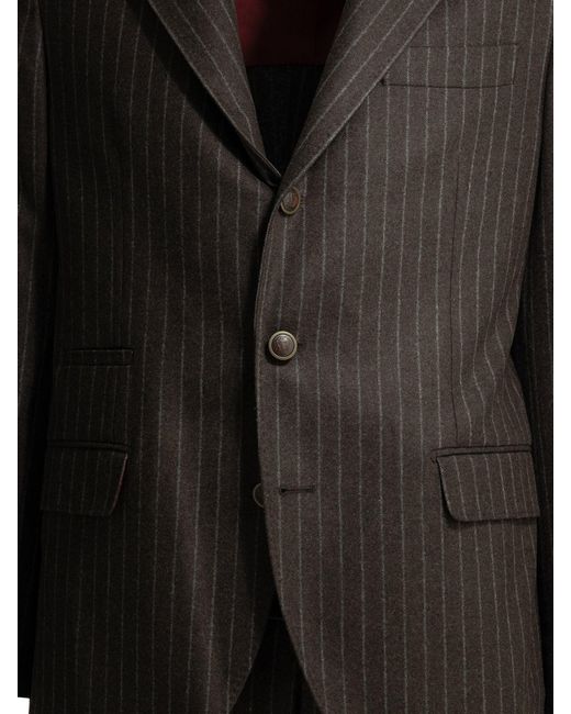 Brunello Cucinelli Black Formal Pinstripe Suit for men