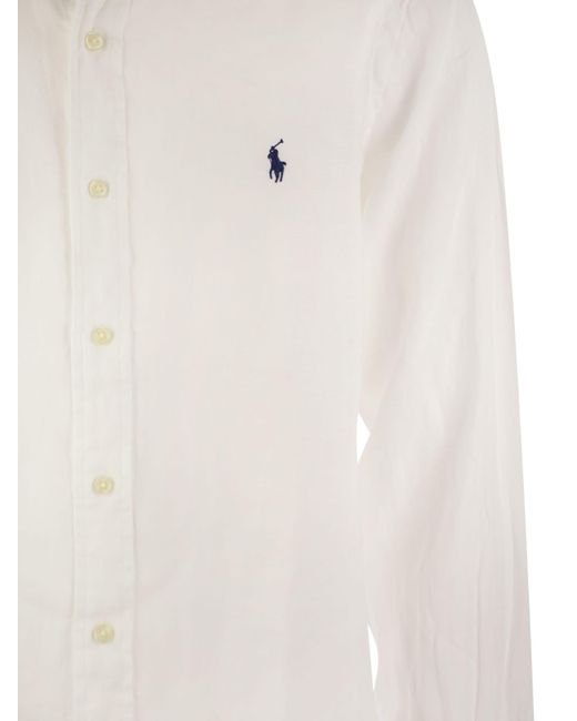 Polo Ralph Lauren White Custom Fit Leinenhemd