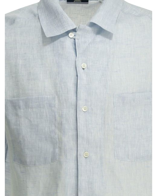 Herno Blue Casual Linen Shirt for men