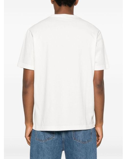 Autry X Maison Kitsune White Logo Cotton T-Shirt for men