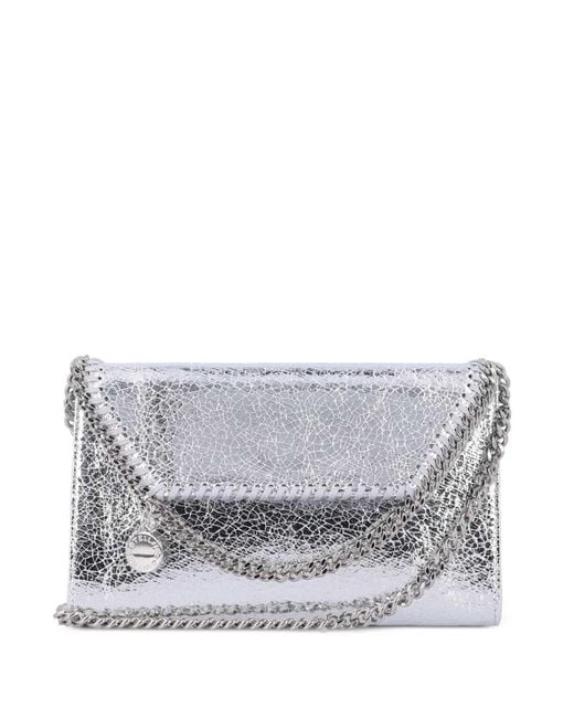 Stella McCartney Gray Falabella Crackle-Effect Crossbody Bag
