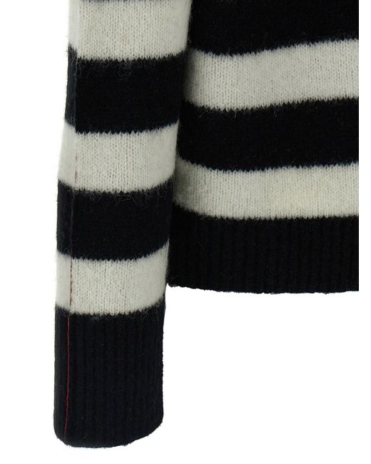Marc Jacobs Black Alpaca-Wool Blend Striped Sweater
