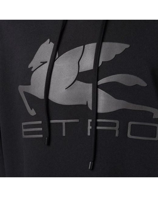 Etro Black Cotton Hooded Sweatshirt for men