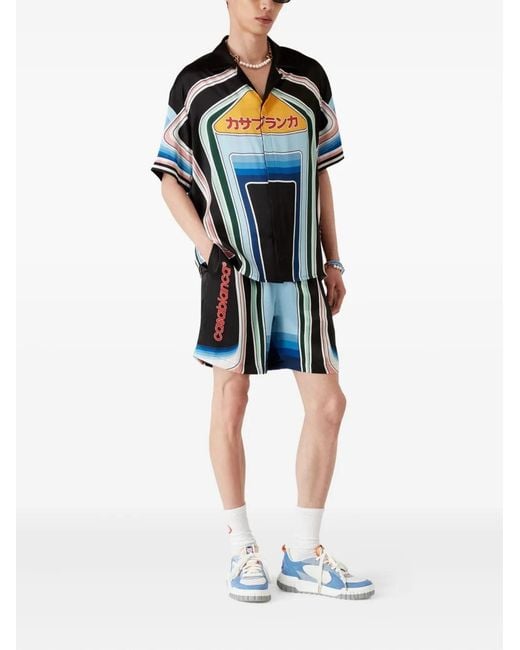 Casablanca Blue Graphic Mountain Shorts for men