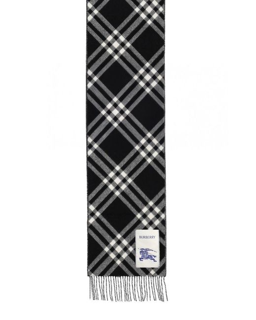 Burberry Black Cashmere Check Scarf