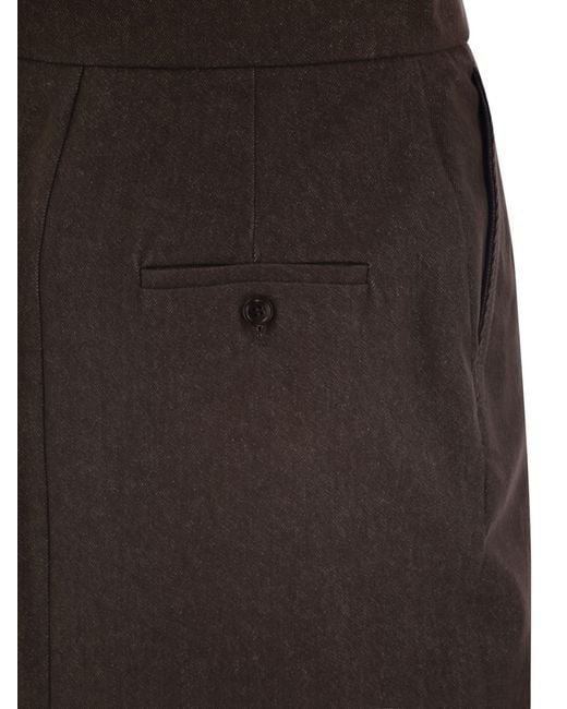Max Mara Brown Pianosa Denim Effekt Baumwollrock
