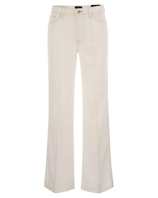 7 For All Mankind White Modern Dojo Tailorless High Waisted Flared Jeans