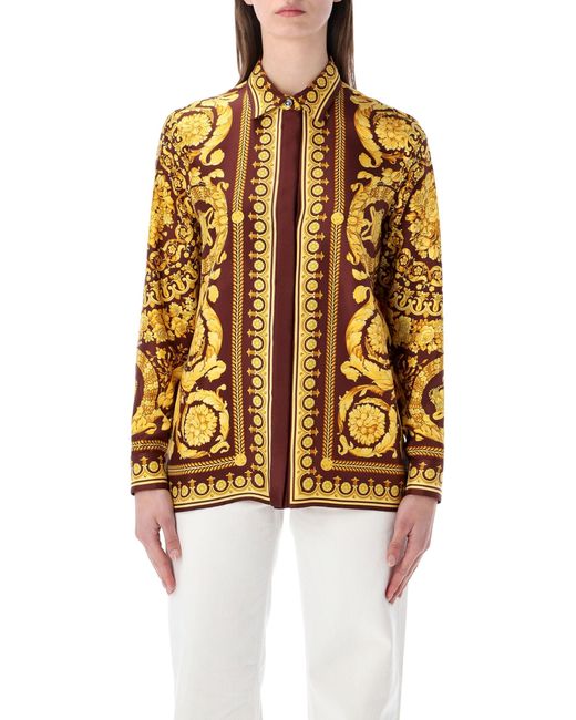 Versace Yellow Barocco Silk Shirt