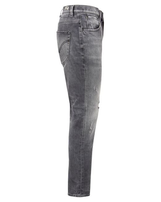 Dondup Gray Brighton Carrot Fit Jeans With Rips for men
