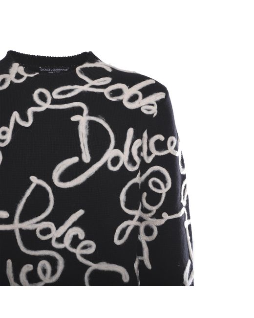 Dolce & Gabbana Black Wool And Cashmere Logo Sweater for men