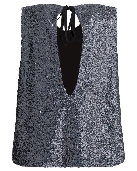 Semler Blue Sequined A-line Top Tops Grey