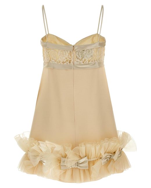 Valentino Garavani Natural Pleated Ruffles Dress Dresses Beige