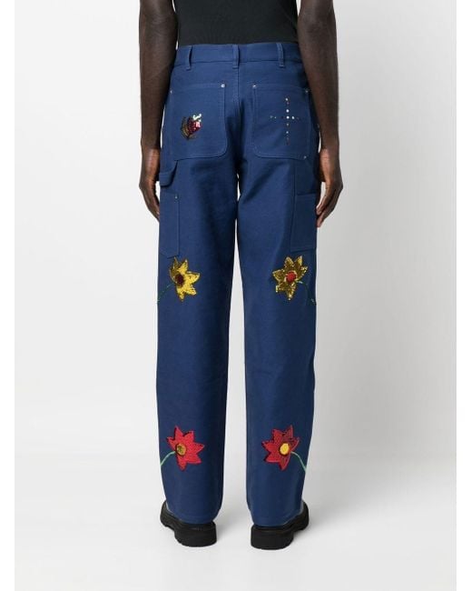 Sky High Farm Blue Embroidered Denim Jeans for men