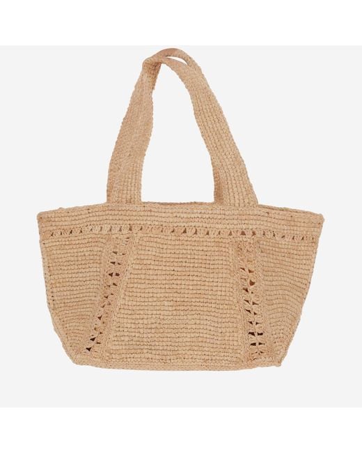 Bolsa de rafia de con logotipo Patou de color Natural