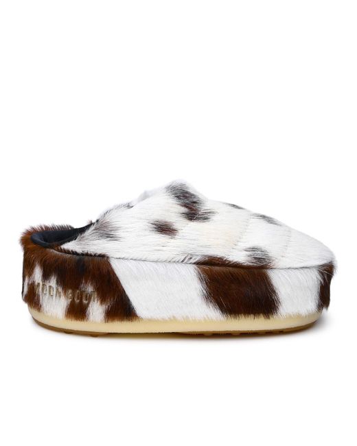 Moonboot White Mondboot Zwei -Ton -Pony -Haar Slipper