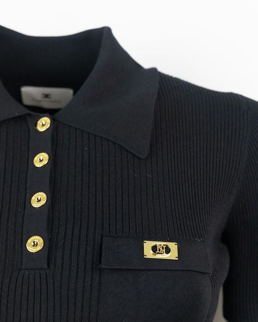 Polo nera un micro costine con taschino Elisabetta Franchi de color Black