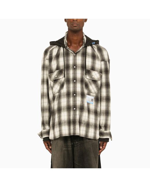 Maison Mihara Yasuhiro White And Grey Checked Flannel Shirt for