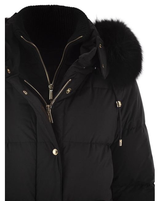 Moorer Black Attica Stp Short Down Jacket With Hood And Fur