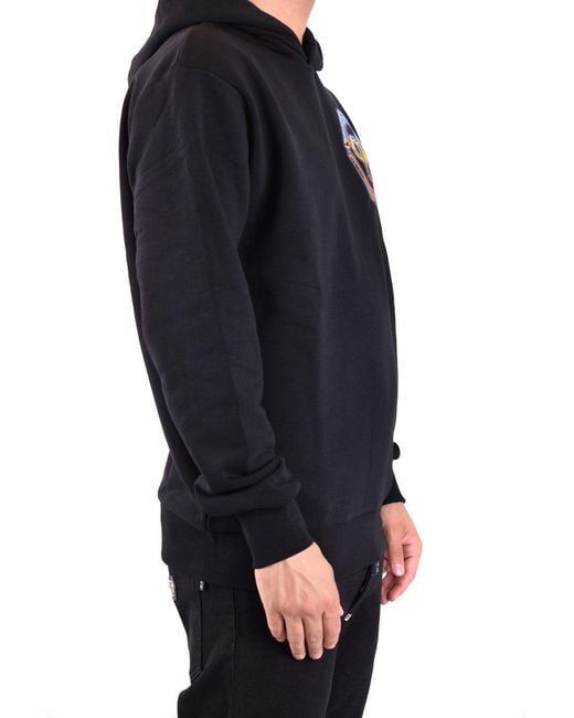 Philipp Plein Black Hoodie Sweatshirt Hexagon for men