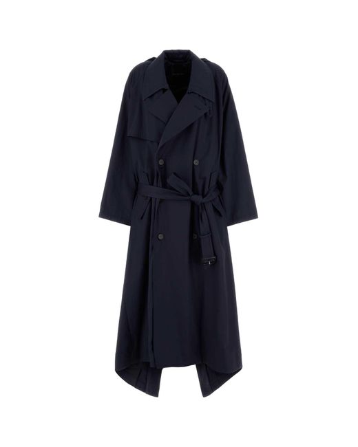Balenciaga Blue Cotton Oversize Trench Coat