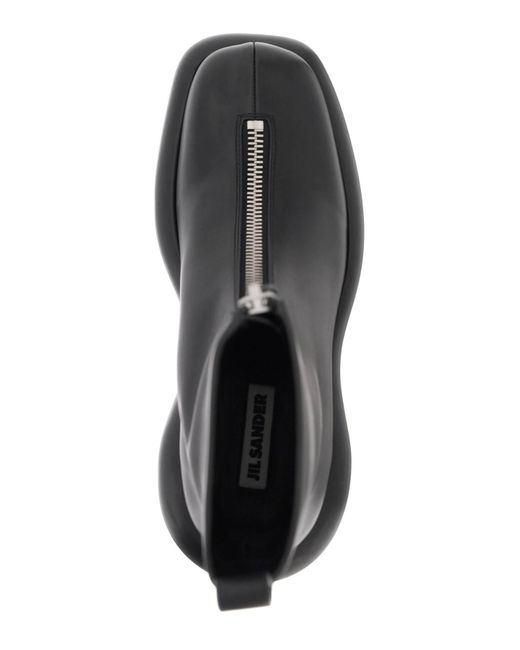 Reißverschluss Leder -Knöchelstiefel Jil Sander de color Black