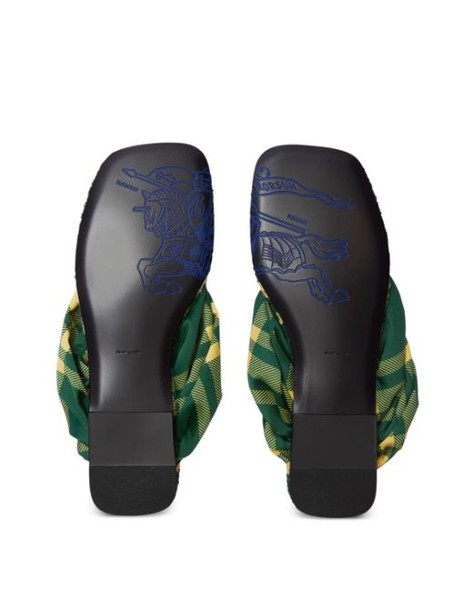 Burberry Green Check Pool Slides