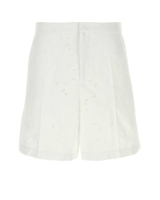 Valentino Garavani White Cotton Blend Bermuda Shorts for men
