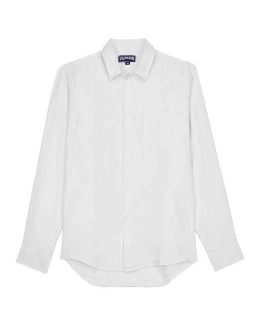 Vilebrequin White Linen Shirt With Essential Silhouette for men