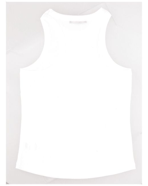 LA ROSE White Ribbed Cotton Tank Top