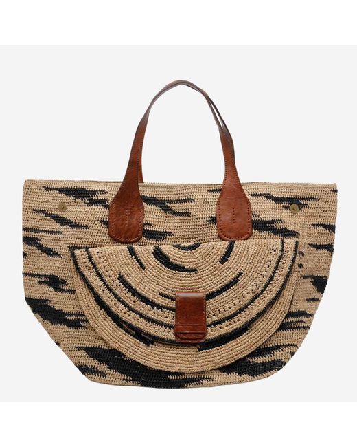 IBELIV Brown Laza Ii Rafia Tote Bag