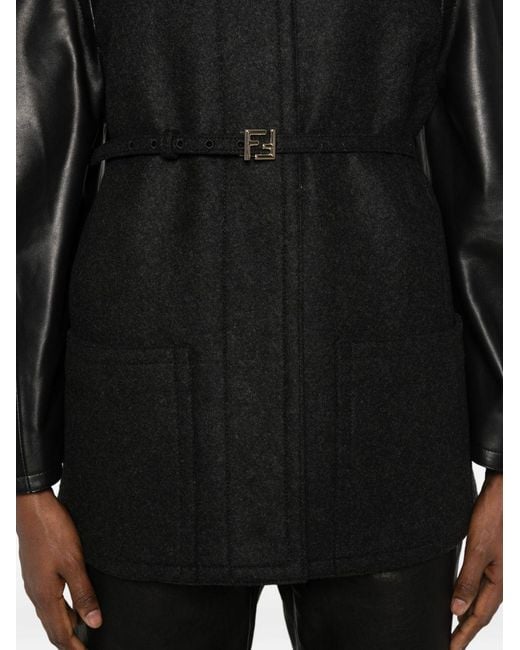 Fendi Black Wool Midi Coat