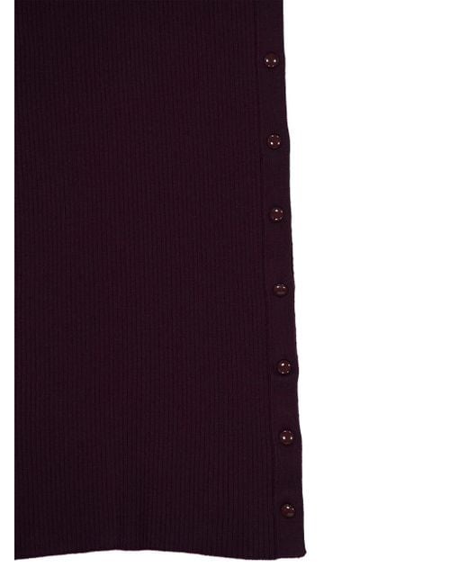 Courreges Purple Ribbed Midi Dress With Button Detail
