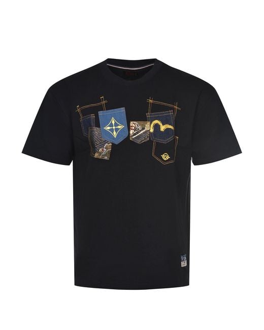 Evisu T -Shirt aus Baumwolle. in Black für Herren