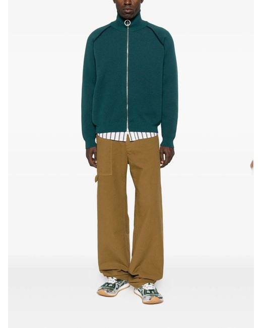 1989 STUDIO Green Full Zip Raglan Sweater for men