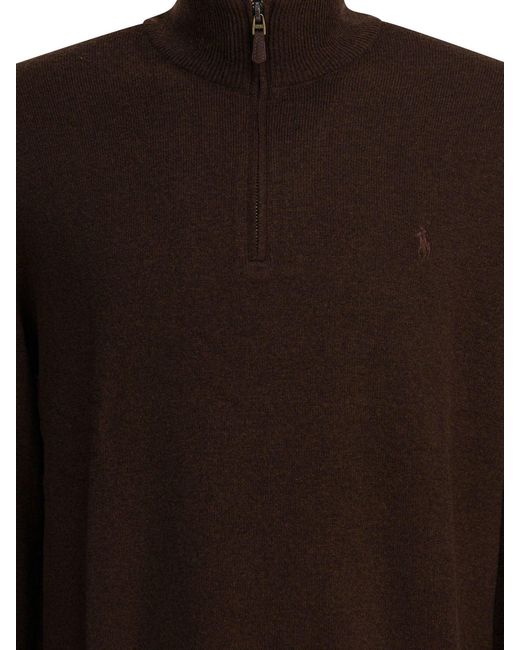 Polo Ralph Lauren Brown Wool Sweater With Zipper for men