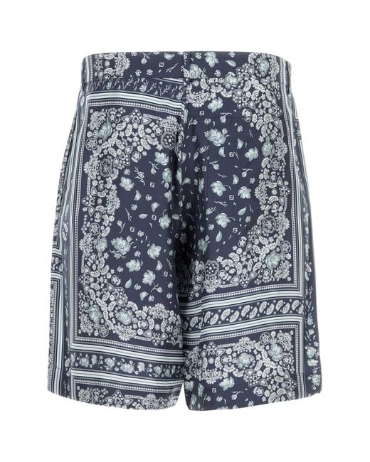 Fendi Blue Printed Shorts for men
