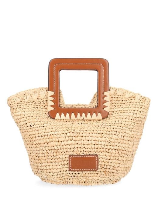 Staud Metallic Shirley Raffia Mini Bucket Bag