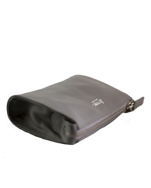 LA ROSE Gray Minimal Leather Make Up Bag