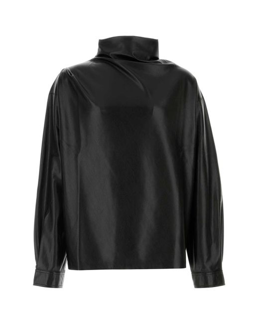 Nanushka Black Synthetic Leather Mikael Top