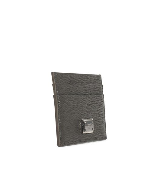 Dolce & Gabbana Gray Dolce & Gabbana Dove Leather Card Holder