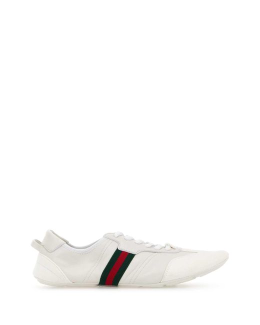 Gucci White Leather And Suede Flex Sneakers