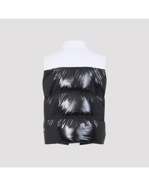 Casablanca White Color-Block Down Vest With Stand-Up Collar
