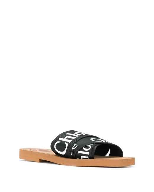 Chloé Black Woody Flat Sandals