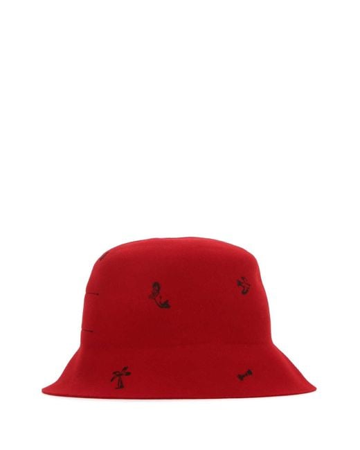 SUPERDUPER Red Felt Freya Bucket Hat for men