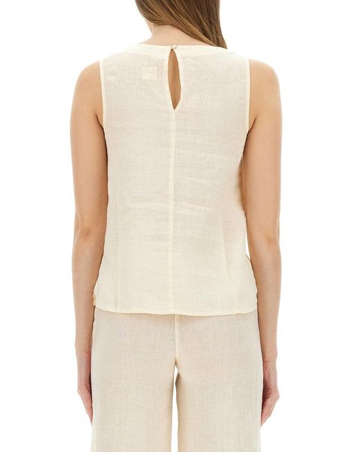 120% Lino White Linen Top