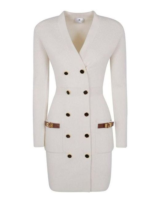 Elisabetta Franchi White Mini Strickkleid