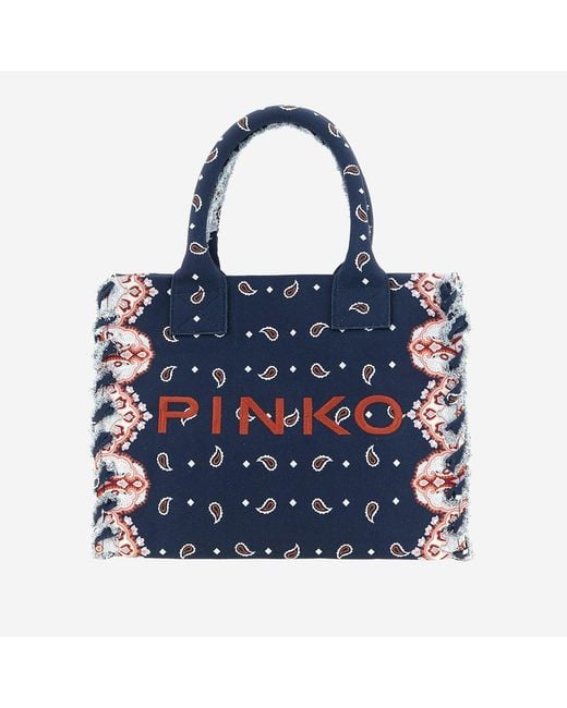 Pinko Blue Shopper Bag Cotton